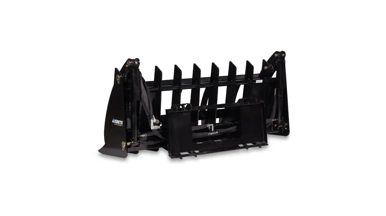 Ignite Attachments Rake Grapple | Working Width 66" | Overall Height 37.2" | Hydraulic Flow 12-16 GPM | For Skid Steers