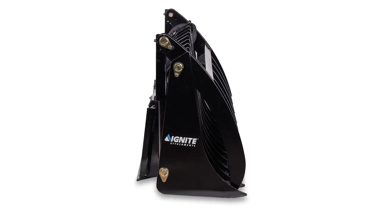Ignite Attachments Rake Grapple | Working Width 66" | Overall Height 37.2" | Hydraulic Flow 12-16 GPM | For Skid Steers