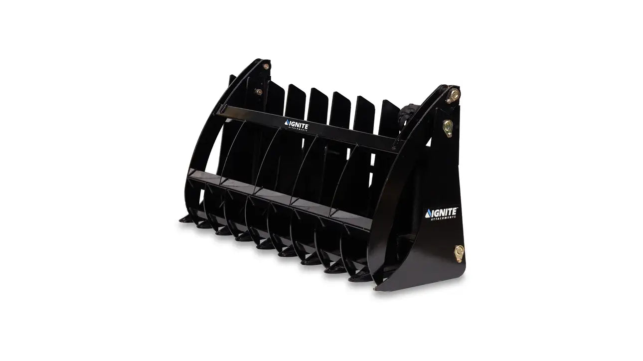 Ignite Attachments Rake Grapple | Working Width 66" | Overall Height 37.2" | Hydraulic Flow 12-16 GPM | For Skid Steers