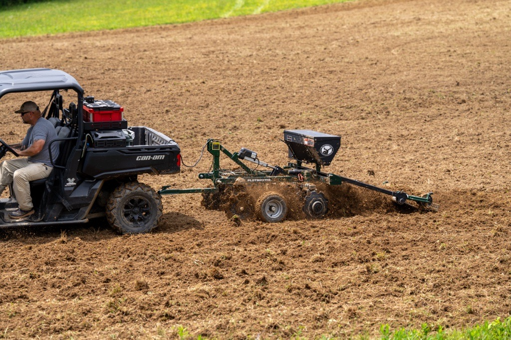 PLOTMASTER 5' Hunter 500 | with Versa Seeder | Plow, Disk, Seed, Cultipack, Drag | Single Pass Food Plot Planter | For ATV/UTVs & Compact Tractors