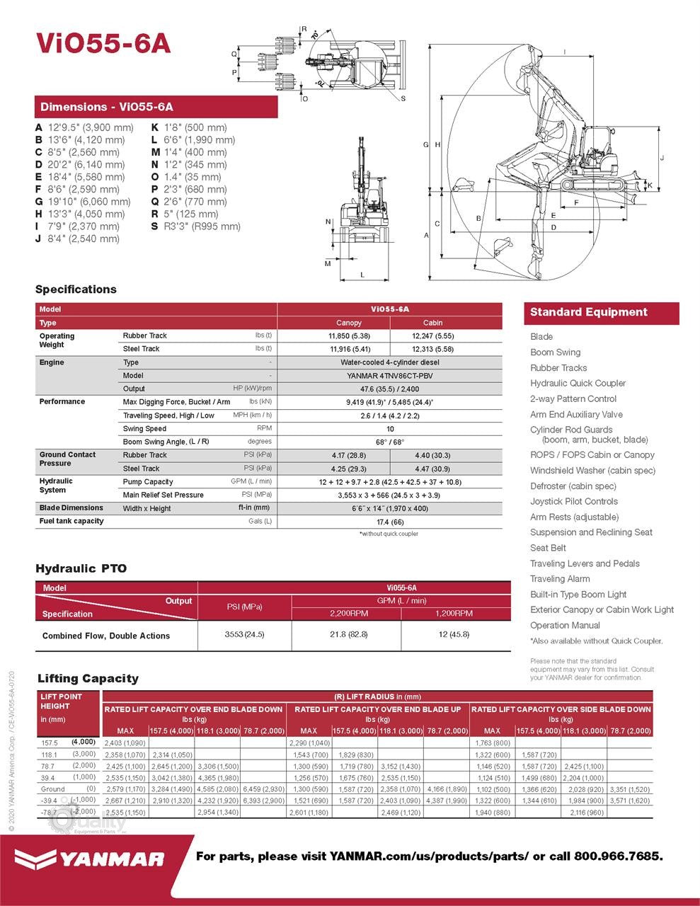 2023 Yanmar Mini Excavator | Model VIO55-6A (Enclosed) | Machine Size 12,247 lbs