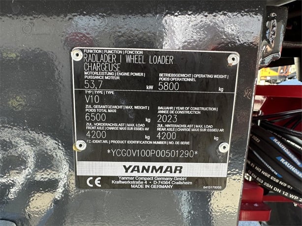 Yanmar Wheel Loader | 2024 Model V10 | 1.44 cu yd Bucket | 20 GPM | 72 HP | For Compact Applications