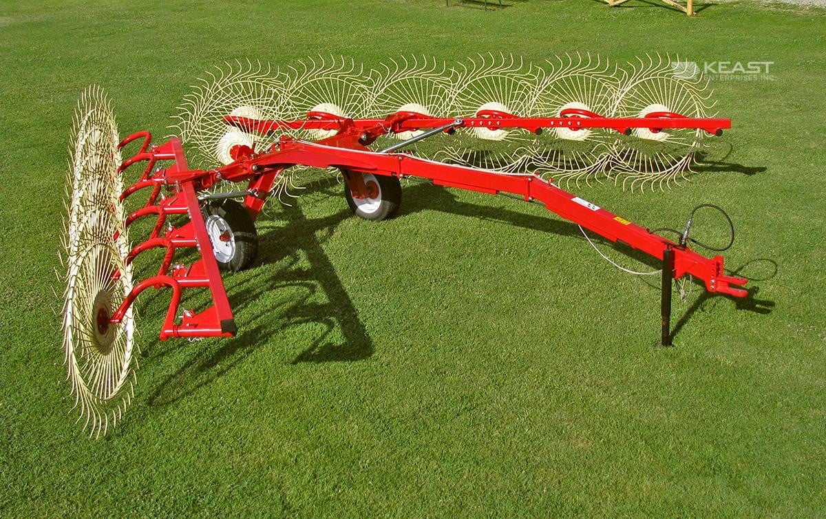 Farm King Bat Rake | RB-12 Model | Working Width 20' - 24' | Weight 1,877 Lbs | Horsepower 30 HP | For Tractors
