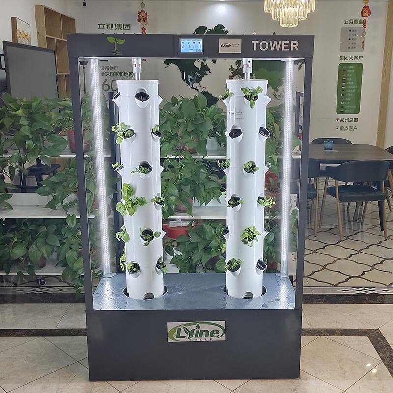 Lyine 6P10-4/6P15-4 Rotating Hydroponic Tower with LED Light System | 10 & 15 Layers | 100L