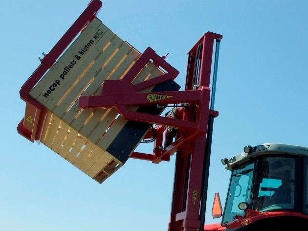 Wifo Equipment Rotating Pallet Fork | Model K53A-O Series | Folding Side Arm | Capacity 5500 LBS - 7700 LBS | 48" Long | For Skid Steer