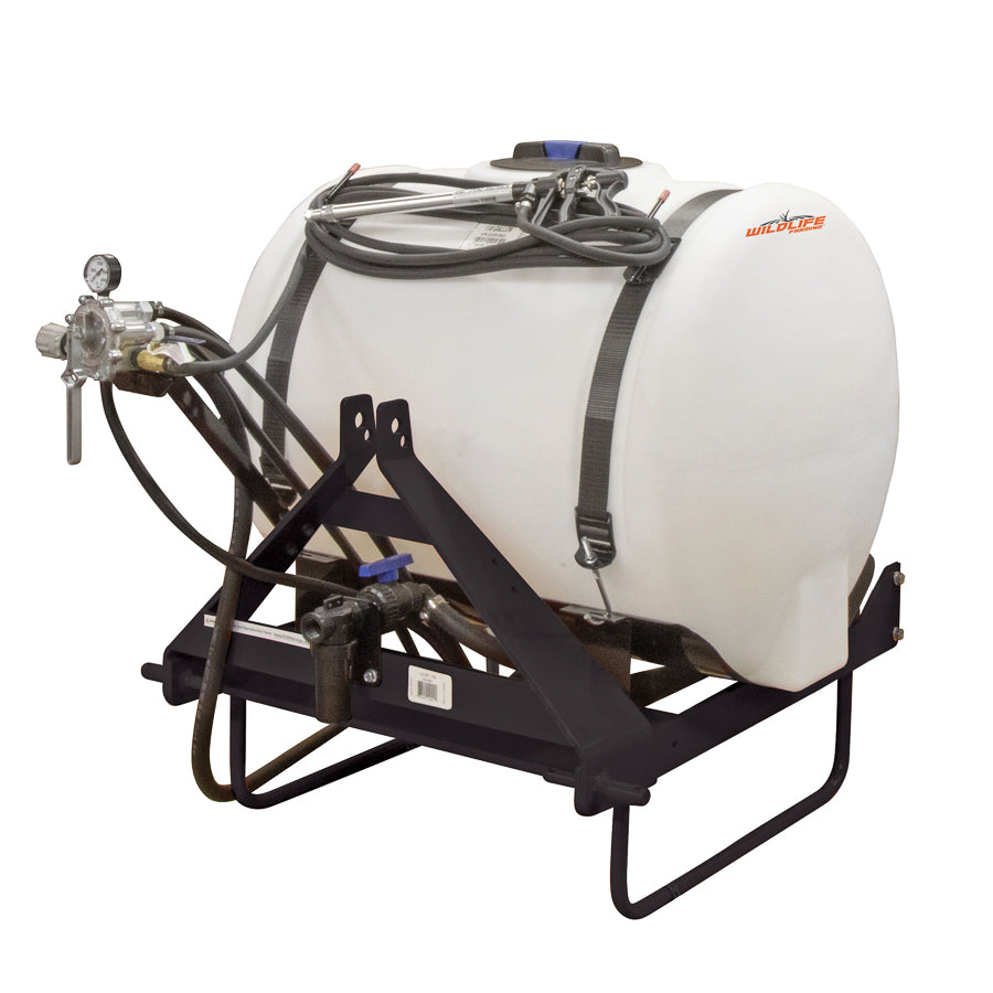 Wildlife Farming 3PT Sprayer | Heavy-Duty Chemical-Resistant | 45–300 Gallon Capacity | 2.4–12 GPM Flow | 10′–36′ Spray Coverage | 25–80 HP | For Tractor