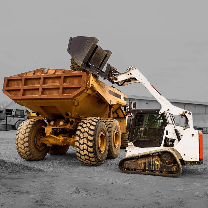 Loflin Fabrication | Front Dump (High Tip) Bucket | Widths 72"-96" | Capacity 1.270 To 1.760 CUYD | For Skid Steer