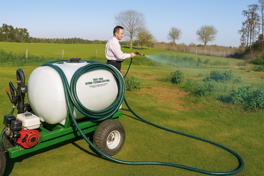 Turbo Turf Hydroseeder | Model HS-100-P ( Pull Type) | Width 47" | Tank Capacity 110 Gallons | Horsepower 15-30 HP | For Golf Courses & Lawn Renovation