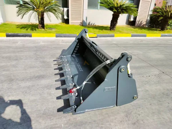 Bedrock Attachments Multipurpose Bucket | Width 72" | Model SKMPB-72-T | 7 Teeth | Hydraulic Flow Range: 15-25 GPM | For Skid Steer