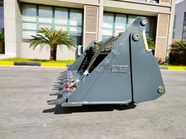 Bedrock Attachments Multipurpose Bucket | Width 72" | Model SKMPB-72-T | 7 Teeth | Hydraulic Flow Range: 15-25 GPM | For Skid Steer