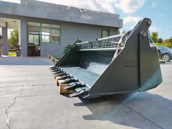 Bedrock Attachments Multipurpose Bucket | Width 78" | Model SKMPB-78-T | 7 Teeth | Hydraulic Flow Range: 15-25 GPM | For Skid Steer