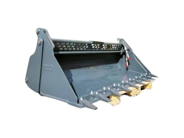 Bedrock Attachments Multipurpose Bucket | Width 78" | Model SKMPB-78-T | 7 Teeth | Hydraulic Flow Range: 15-25 GPM | For Skid Steer