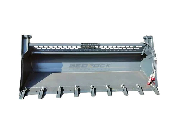 Bedrock Attachments Multipurpose Bucket with Teeth | Width 84" | 9 Teeth | Hydraulic Flow Range: 15-25 GPM | For Skid Steer