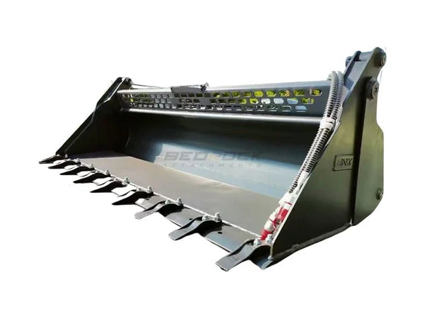 Bedrock Attachments Multipurpose Bucket with Teeth | Width 84" | 9 Teeth | Hydraulic Flow Range: 15-25 GPM | For Skid Steer