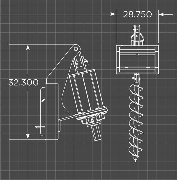 Loflin Fabrication | Auger | 4" To 48" Bit Diameter | 2" Hex Shaft | Hydraulic Flow 6 To 40 GPM | For Mini Skid Steers