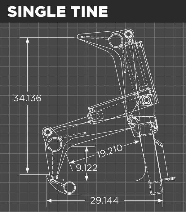 Loflin Fabrication | Root Grapple | 36" To 50" Width | 2" x 10" Hydraulic Cylinder | Hydraulic Flow 14 To 43 GPM | Horsepower 35 HP | For Mini Skid Steers & Tractors