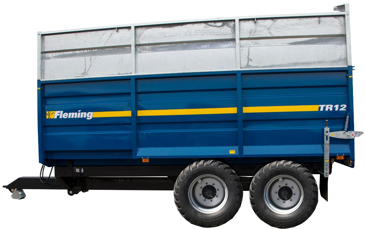 Fleming 12 Tonne Monocoque Tipping Trailer | Model TR12 | Width 7' 11" | 12 Tons | 20 To 30 GPM | 40 To 60 HP | For Tractors, Skid Steers, Loaders & UTVs