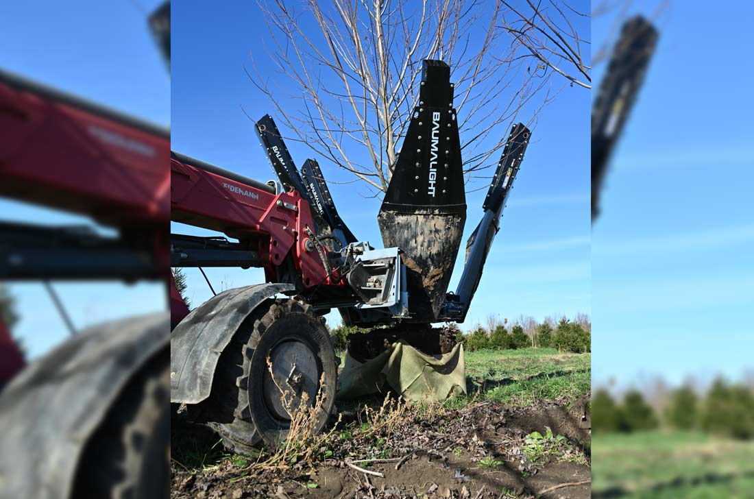 Baumalight Industrial Tree Spade | Model DR-448 | Width 48" | Opening Width 30" | Hydraulic Flow 10–35 GPM | For Skid Steers