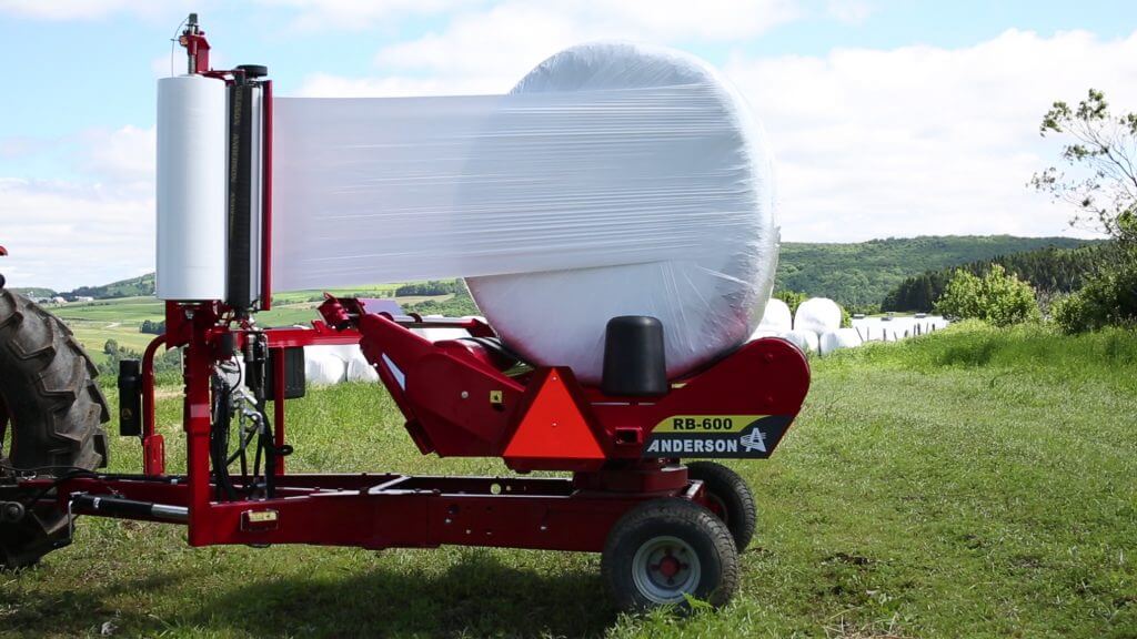 Anderson Single Bale Wrapper | Model RB-500 & RB-600 | Round Bale Diameter 5'6" inches | Wrapping Speed 40 Bales/h | Horsepower 50 - 65 HP | For Tractor