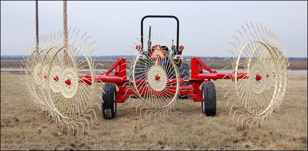 Durabilt High Clearance 8, 10 & 12 Wheel V-Rake | Model DRS8-10-12 | 16’ – 24’ Working Width | 30-50HP | For Tractor