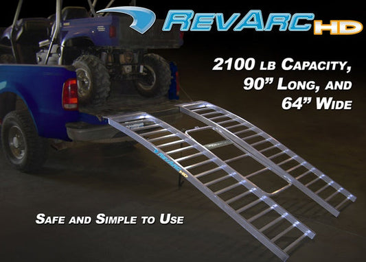 Bosski | Ramp | Model 90" HD RevArc | 90” Length x 64” Width | 2100 lbs Capacity | 48 lbs Lightweight Aluminum | Horsepower Range 25 To 75 HP | For ATV & UTV