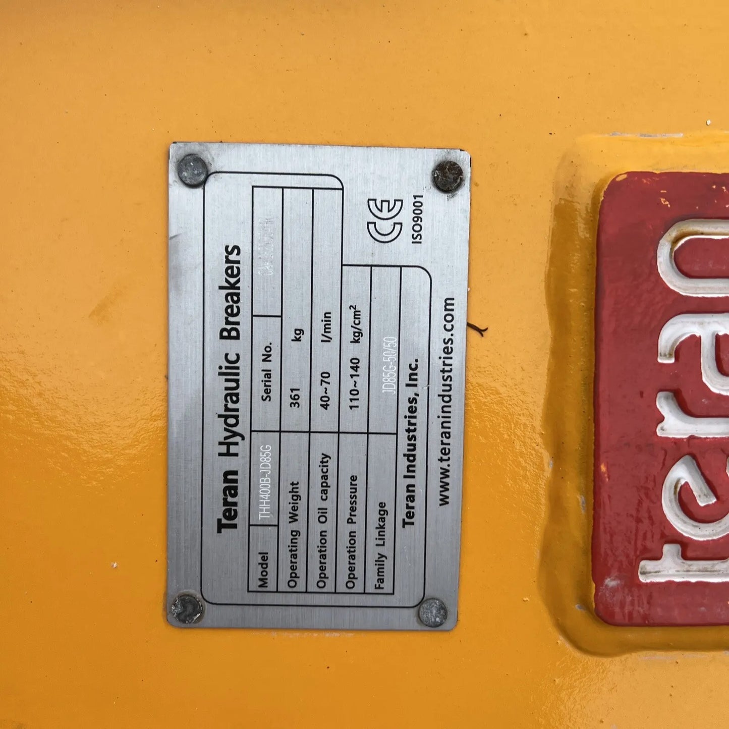 TERAN THH400B HYDRAULIC BREAKER – JD 85G, EXCAVATOR ATTACH