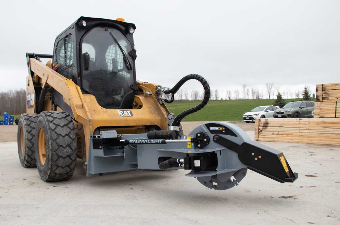 Baumalight | Stump Grinder | S22 | 24" Rotor | 12V Swing Actuator | 12–25 GPM | For Skidsteer