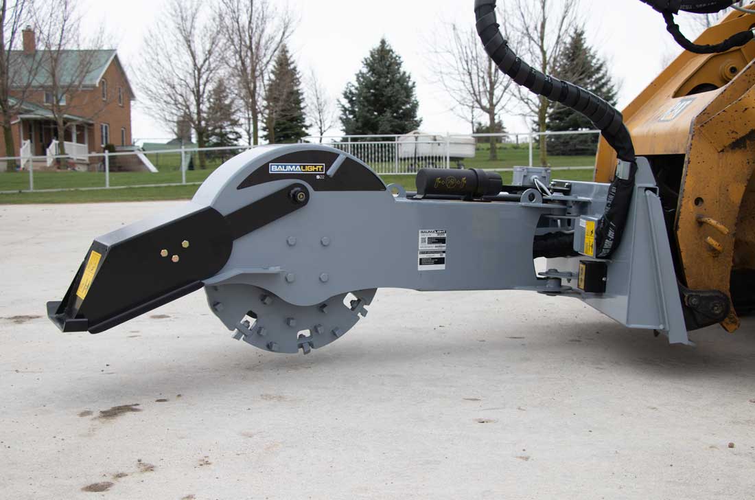 Baumalight | Stump Grinder | S22 | 24" Rotor | 12V Swing Actuator | 12–25 GPM | For Skidsteer