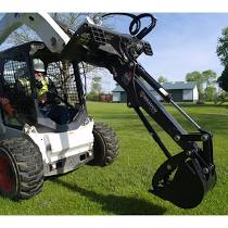 Paladin Bradco Backhoe | 73" Digging Depth | Optional Fixed Thumb | 10"–24" Bucket Options | 15-25 GPM | For Skid Steer Loaders