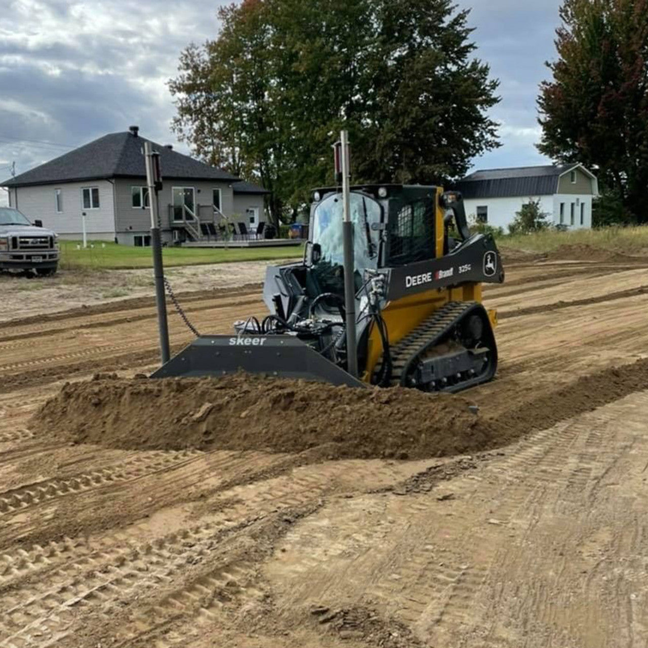 Skeer Machine Control Ready Grader Attachment | Sizes 7′ Ft & 8' 4" Ft | Minimum Horsepower 60-65 HP | For Skid Steers