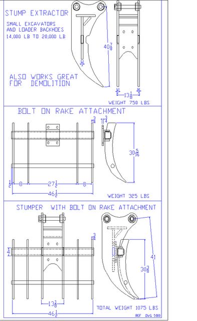IS Attachment Tree Stumper & Rake | Machine Class 14,000 to 17,000 Lbs | Stumper Weight 650 Lbs | For Small Loader Backhoe & Excavators