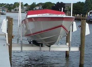 Boat Lift Distributors | Storm Surge | SS 16,000 LB Beamless Boat Lift | Model SKU00016 | Lift Capacity 16,000 lbs | Dual 1 HP TENV Motors | For Offshore & Lakefront Boats
