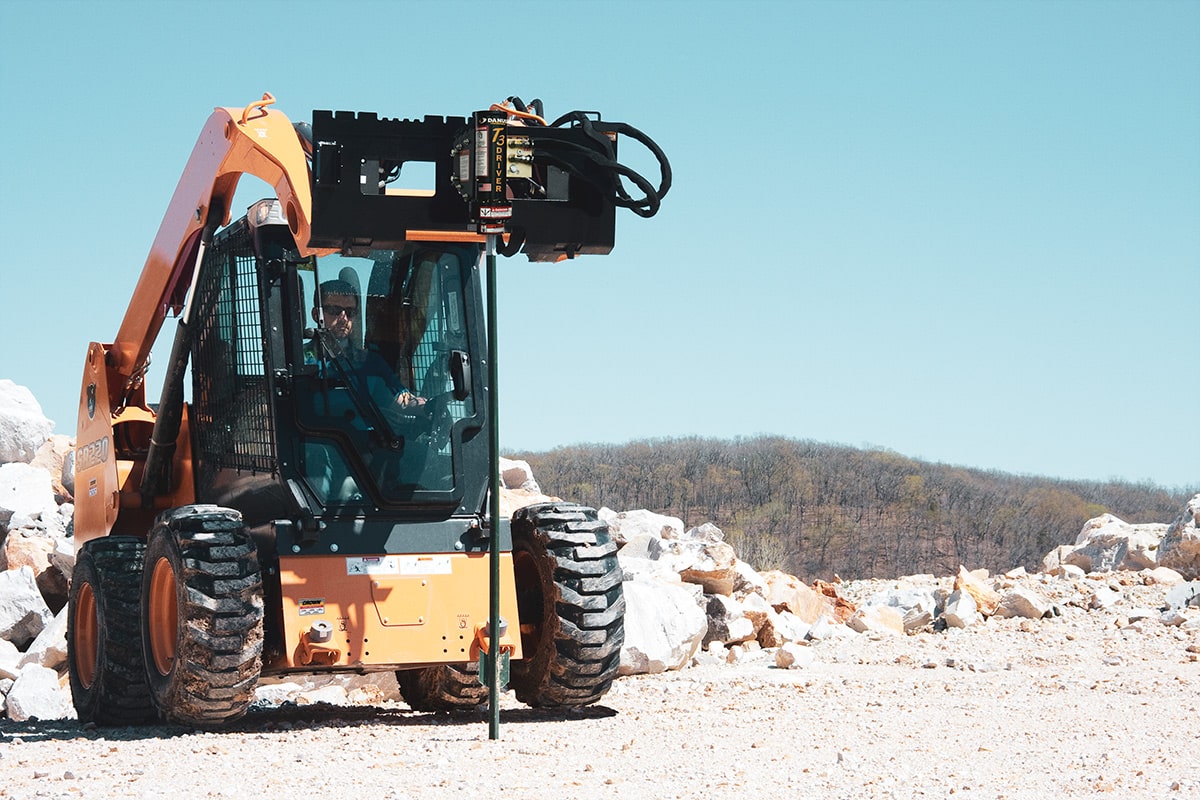 Danuser Post Driver | Model T3 | Width 11" To 86.5" | Oil Flow Range 15-30 GPM | For Skid-Steers, Loaders & Mini-Excavators