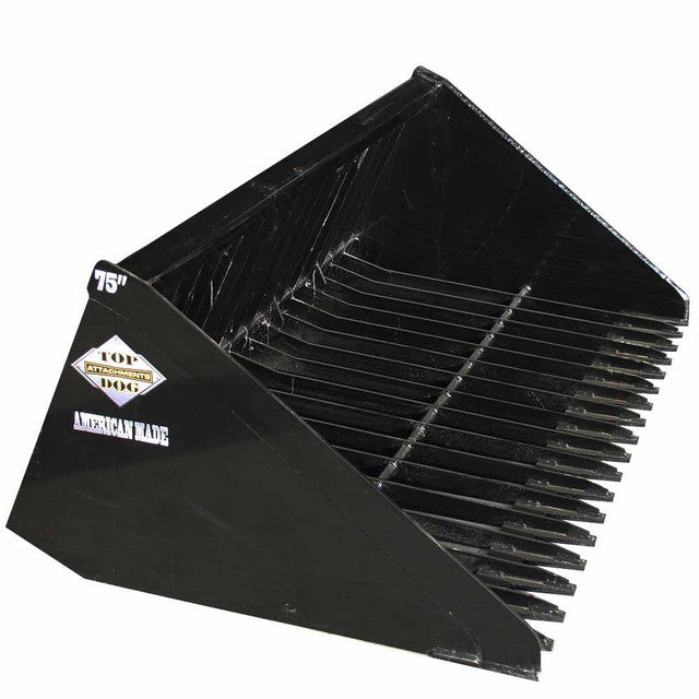 Top Dog Attachments Firewood Bucket | Width 56" to 90" | Weight 422 to 650 lbs | Oil Flow Range 15 to 25 GPM | For Skid Steer