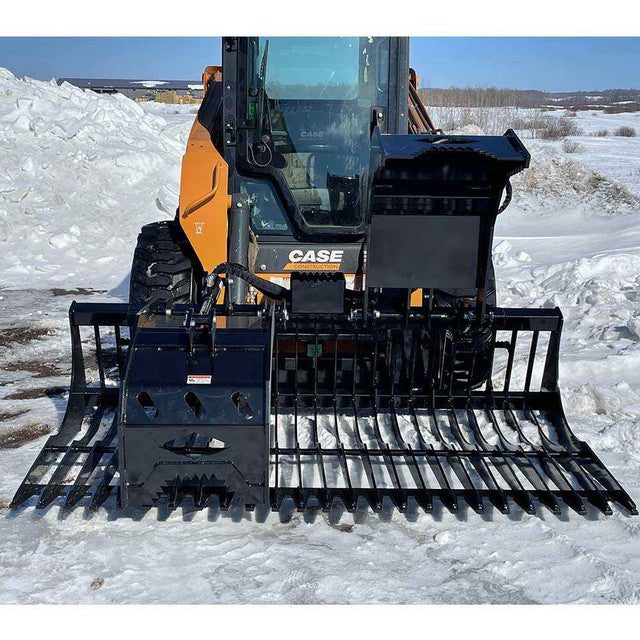 Top Dog Attachments HD Brush Bucket with Grapple | Width 68" to 82" | Weight 937 to 1065 lbs | Oil Flow Range 15 to 25 GPM | For Skid Steer