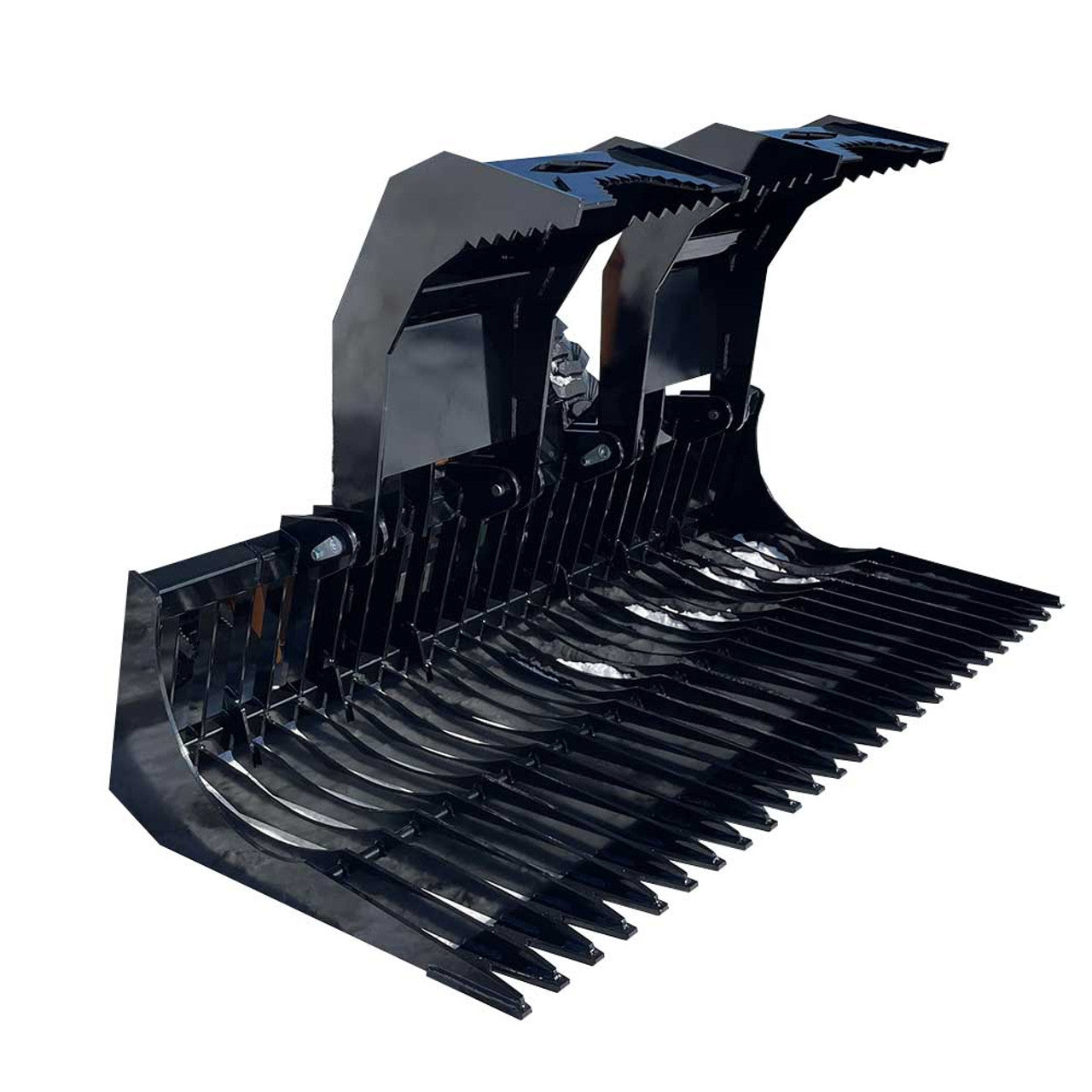 Top Dog Attachments HD Brush Bucket with Grapple | Width 68" to 82" | Weight 937 to 1065 lbs | Oil Flow Range 15 to 25 GPM | For Skid Steer