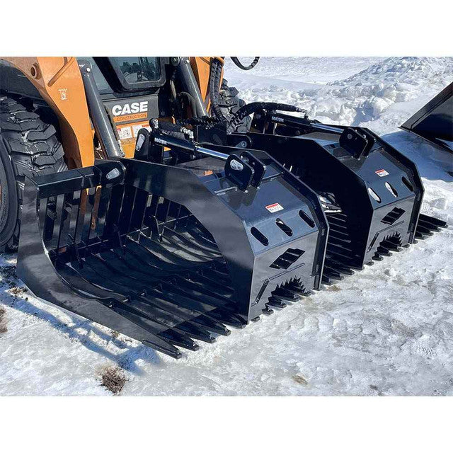 Top Dog Attachments HD Brush Bucket with Grapple | Width 68" to 82" | Weight 937 to 1065 lbs | Oil Flow Range 15 to 25 GPM | For Skid Steer