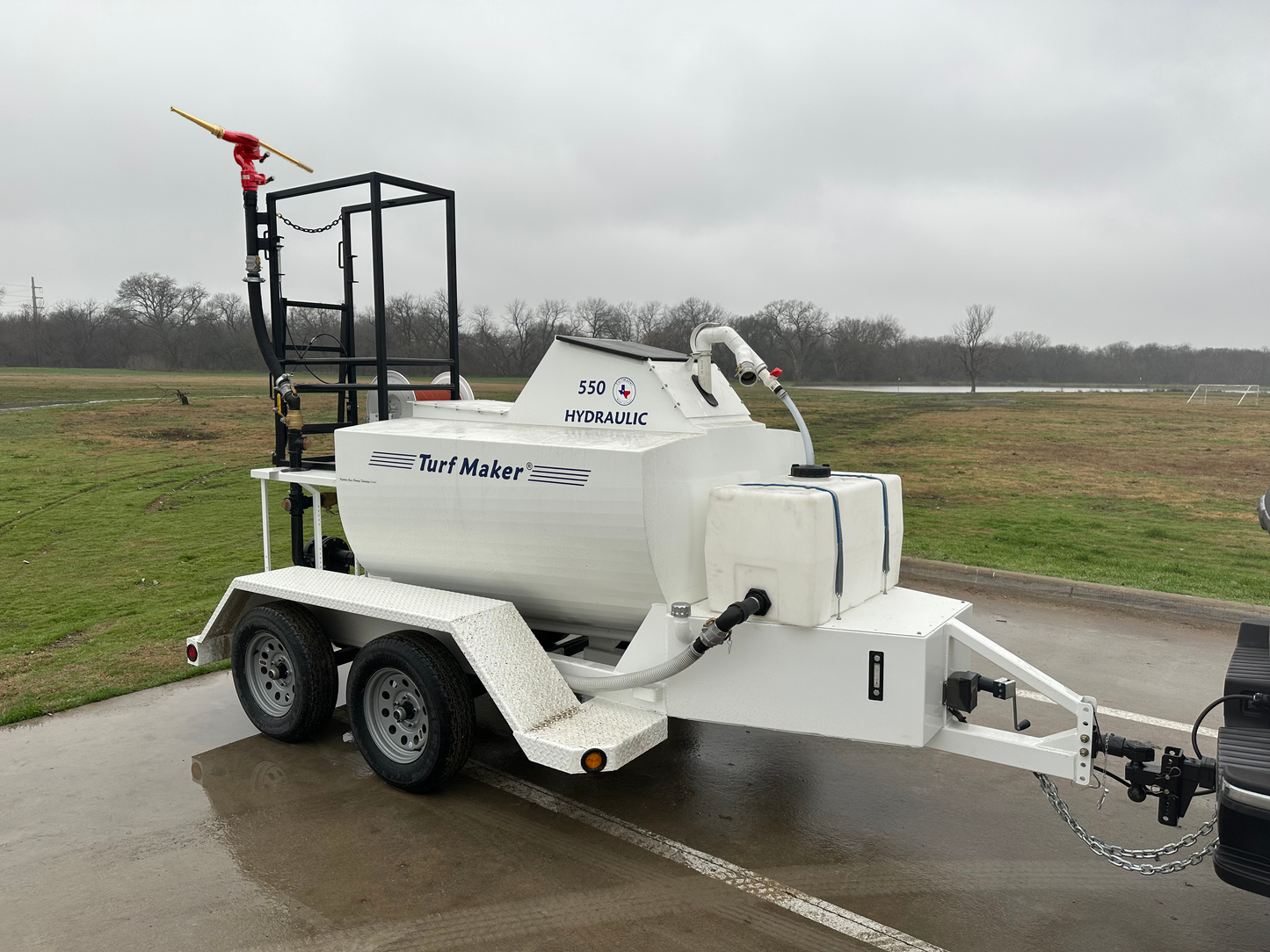 TurfMaker Hydroseeder | Model 550 (Hydraulic) | Total Capacity 550 Gallons | Skid Frame Width 47" | Double Axle Trailer Option