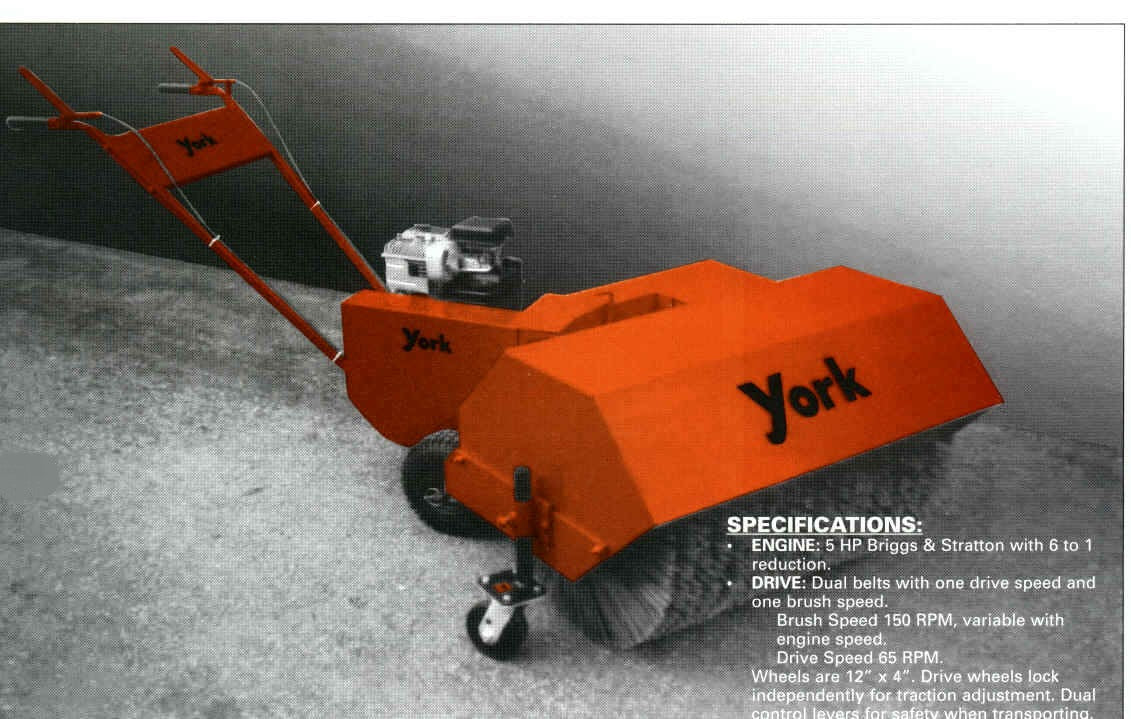 York Walk-Behind Rotary Broom | Model YBWB-009303H | Broom Width 36" | Brush Diameter 24" | 5.5 HP Honda Engine