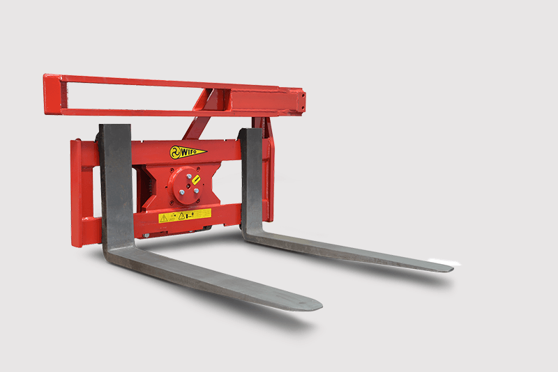 Wifo Equipment Rotating Pallet Fork | Model K53A-O Series | Folding Side Arm | Capacity 5500 LBS - 7700 LBS | 48" Long | For Skid Steer