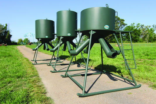 Outback Wildlife CP Gravity Flow Protein Feeders | 1000#, 2000# and 3000# Capacities Available | Lid Opening 16"
