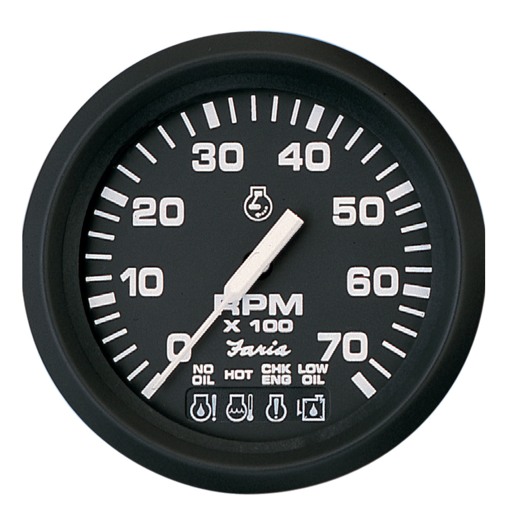 Faria Euro Black 4 Tachometer wSystemcheck 7000 RPM Gas f Johnson