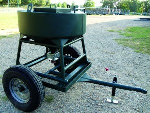 Outback Wildlife Feed Delivery Systems The Pup Road Feeder | Model Stihl BR600 Blower | Trailer 7' Wide x 8'10" Tall 2" Ball | Lid Opening 24" Square | For ATV