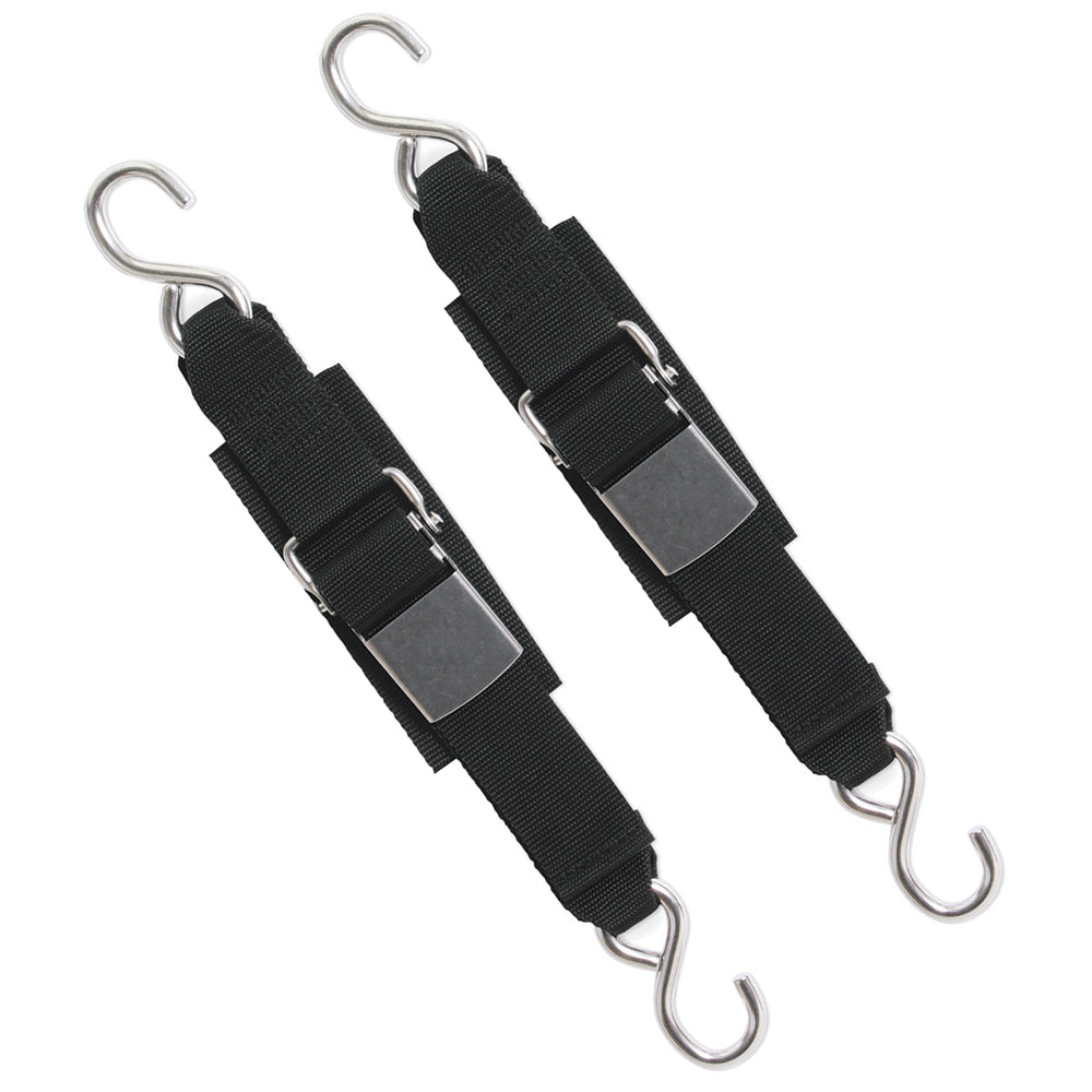 BoatBuckle® Stainless Steel Kwik‑Lok Transom Tie‑Downs | 2″ × 4′ | 1,000 lb Break Strength