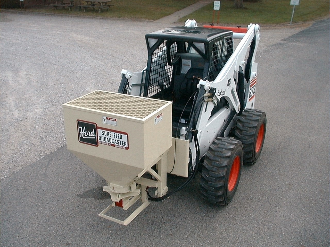 Herd Broadcast Seeder & Spreader | Model 750-3Pt | Hopper Capacity 9.6 Bushels | Hydraulic Flow Range 8-10 GPM | For Skid Steer