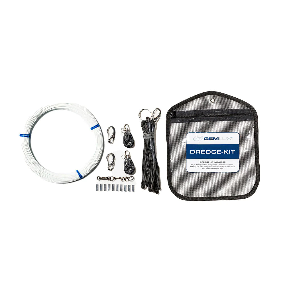 Gemlux | Dredge Rigging Kit | Model OR-RK-5B & OR-RK-5W | Line Length 50 Yards | 400 lb Strength | For Offshore Fishing Boats