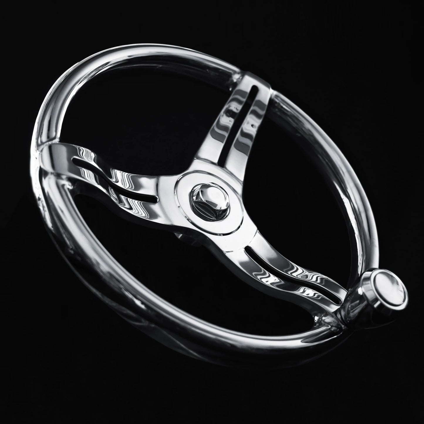 Gemlux | Belloca Steering Wheel | Model 152307 | 13.75" Diameter | Weight 7.4 lb | Stainless Steel | With Deluxe Control Knob | For Boats & Yachts