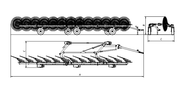 Sitrex | Pull Type Hay Rake | Model TR6-S To TR13-S | Working Width 13′ 2″ To 24′ 7″ | 30 HP To 35 HP | For Tractors