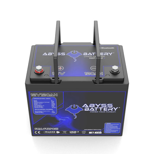 Abyss® | Dual Purpose Lithium Marine Battery | Model AB-12V120-BT | Group 24 | Voltage 12V 120Ah | 1500A Peak CCA | Bluetooth BMS | IP65 Waterproof