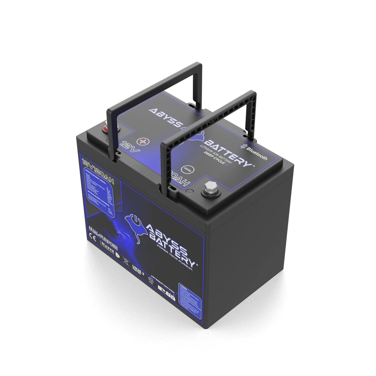 Abyss® | Dual Purpose Lithium Marine Battery | Model AB-12V120-BT | Group 24 | Voltage 12V 120Ah | 1500A Peak CCA | Bluetooth BMS | IP65 Waterproof